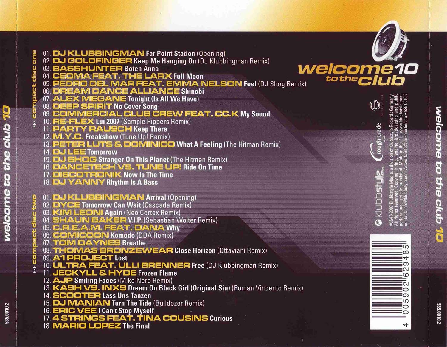 Welcome To The Club Vol 10 Back