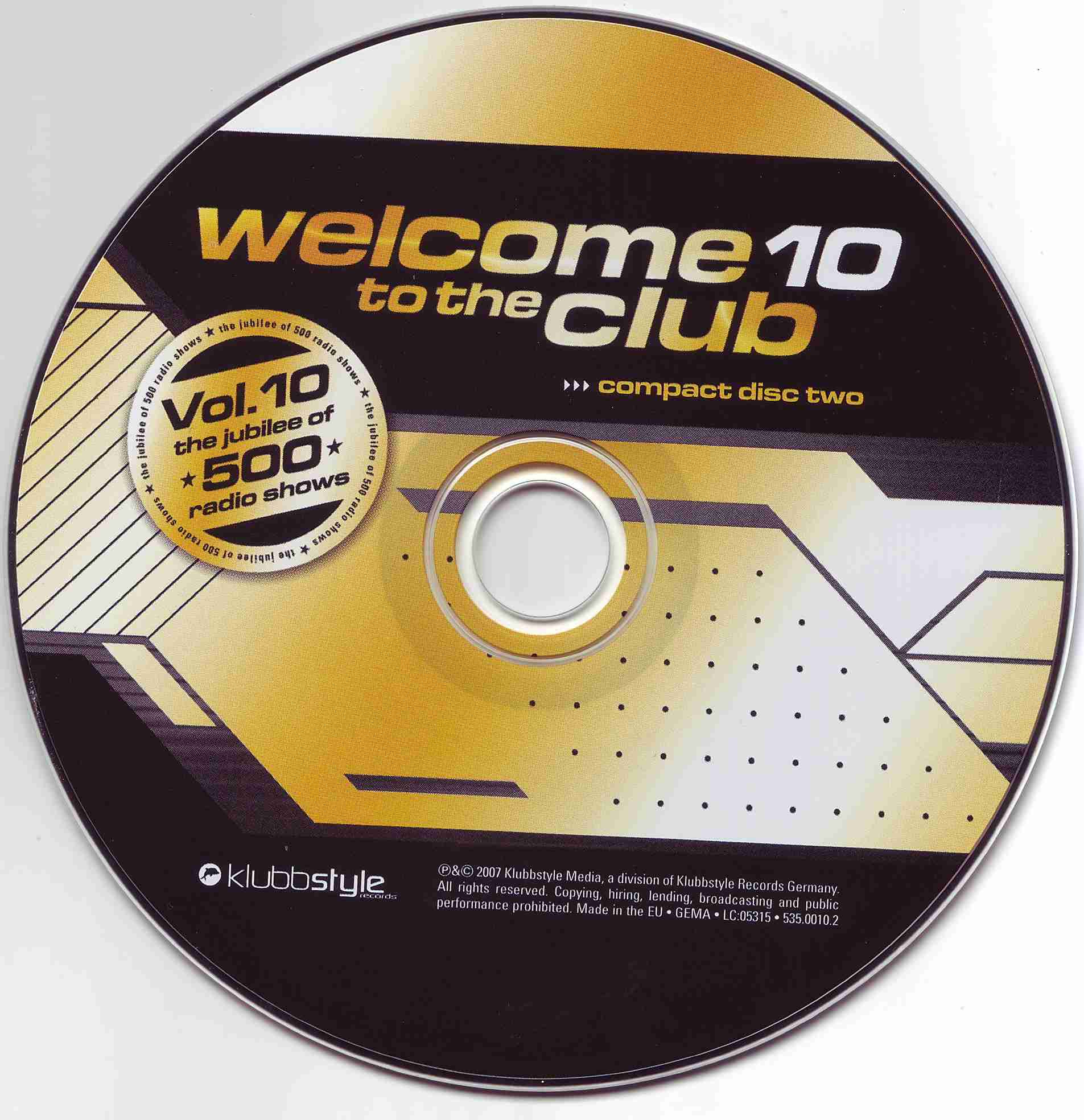 Welcome To The Club Vol 10 CD 01