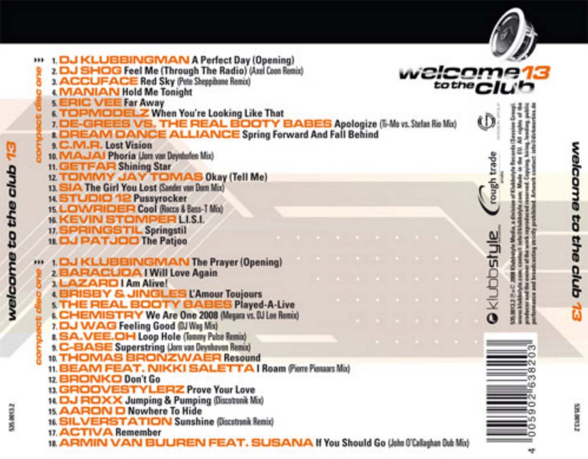 Welcome To The Club Vol 13 Back