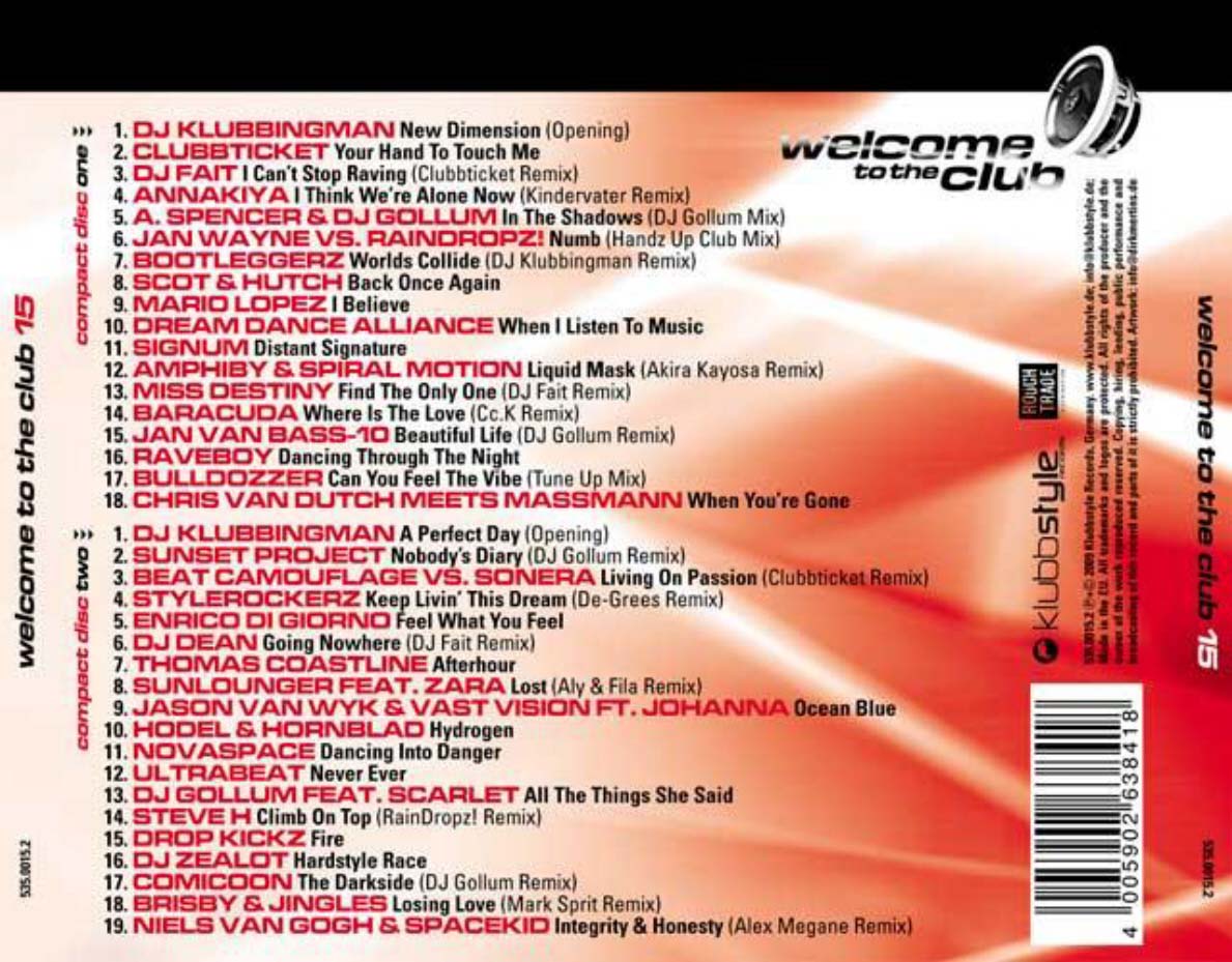 Welcome To The Club Vol 15 Back