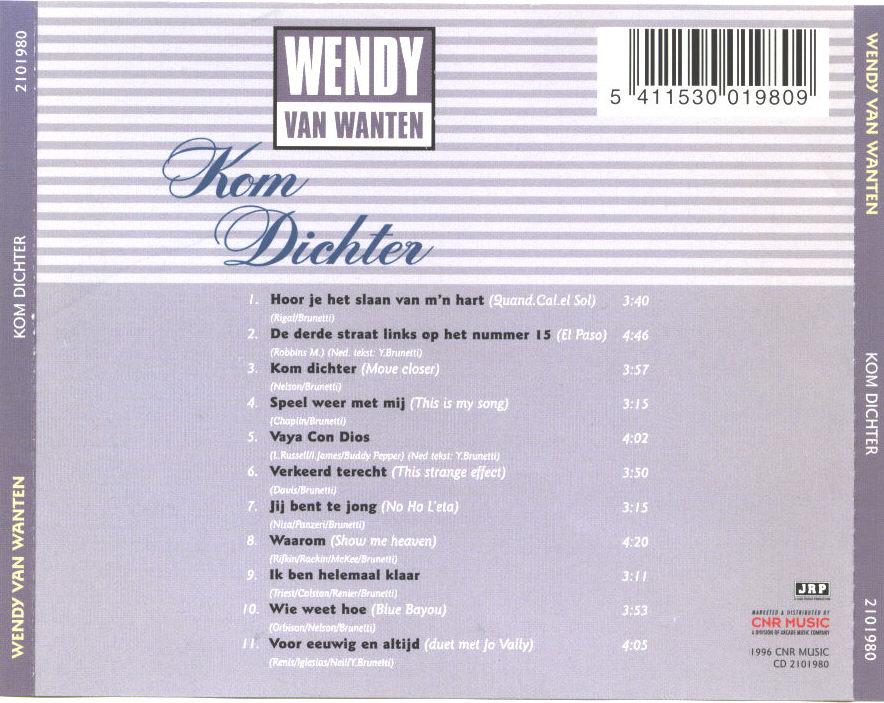 Wendy Van Wanten  Kom Dichter back 