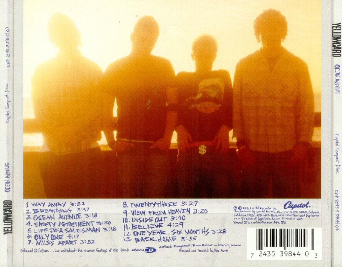 Yellowcard Ocean Avenue Back
