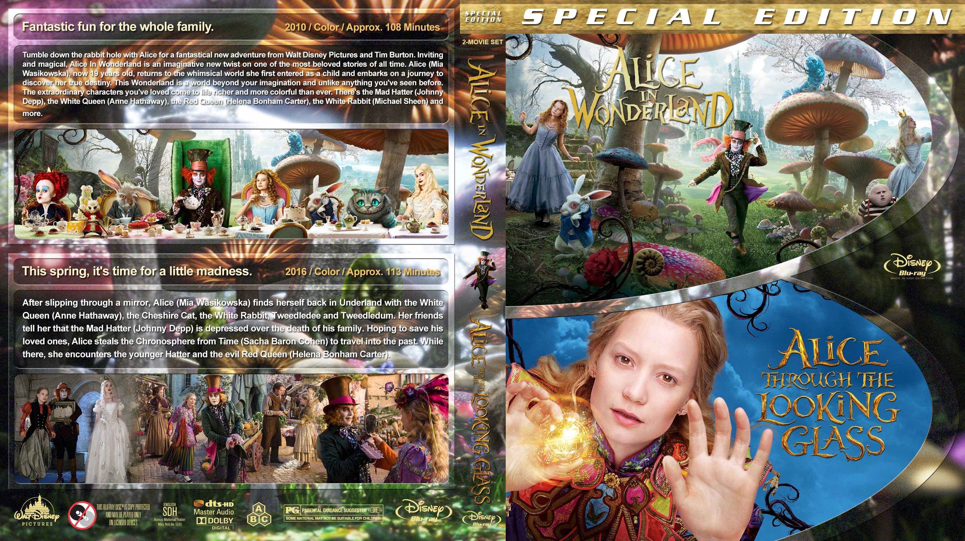 Alice in Wonderland Alice Through the Looking Glass Double Feature 2010 ...