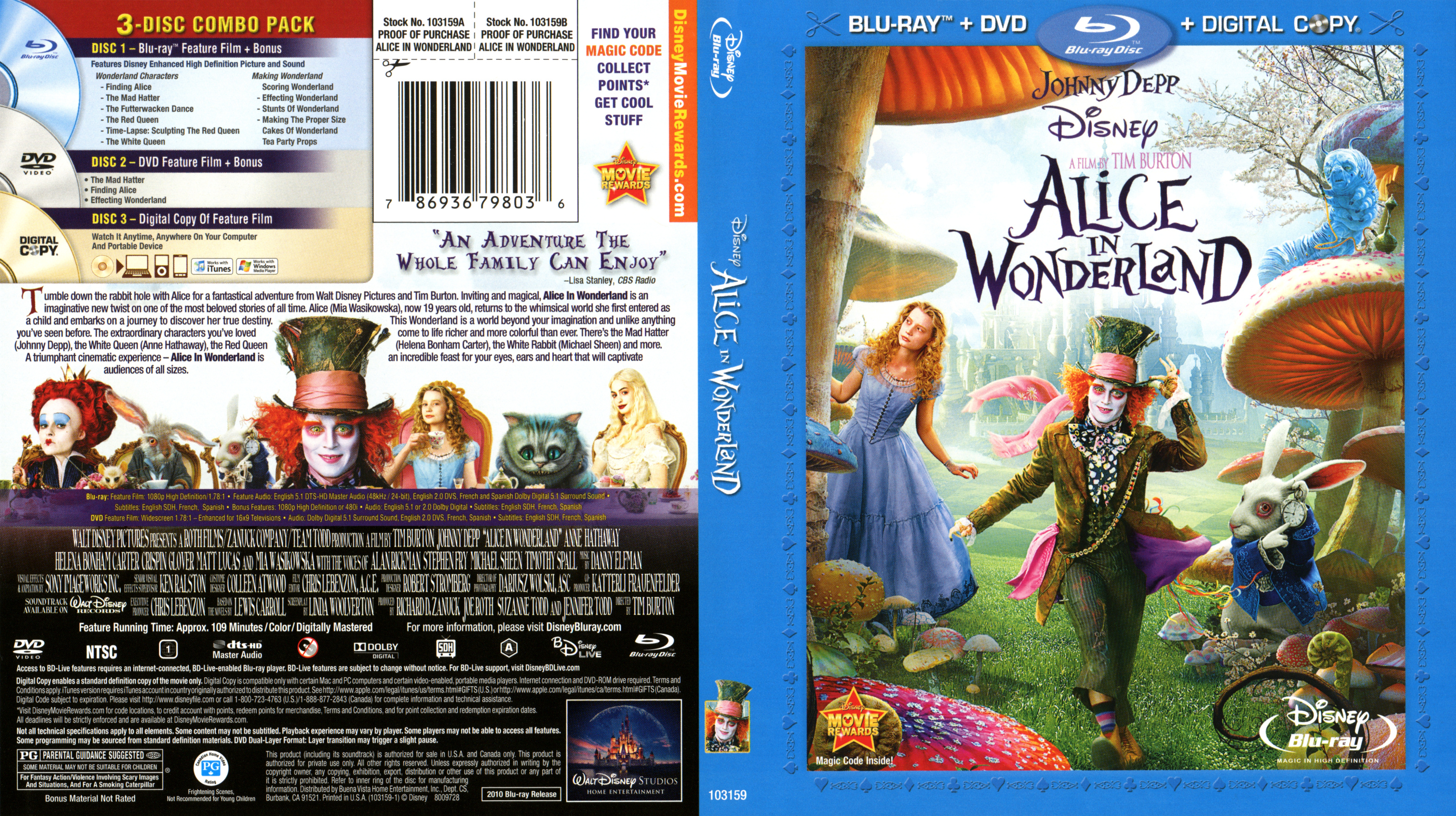 Alice in Wonderland Blu ray 