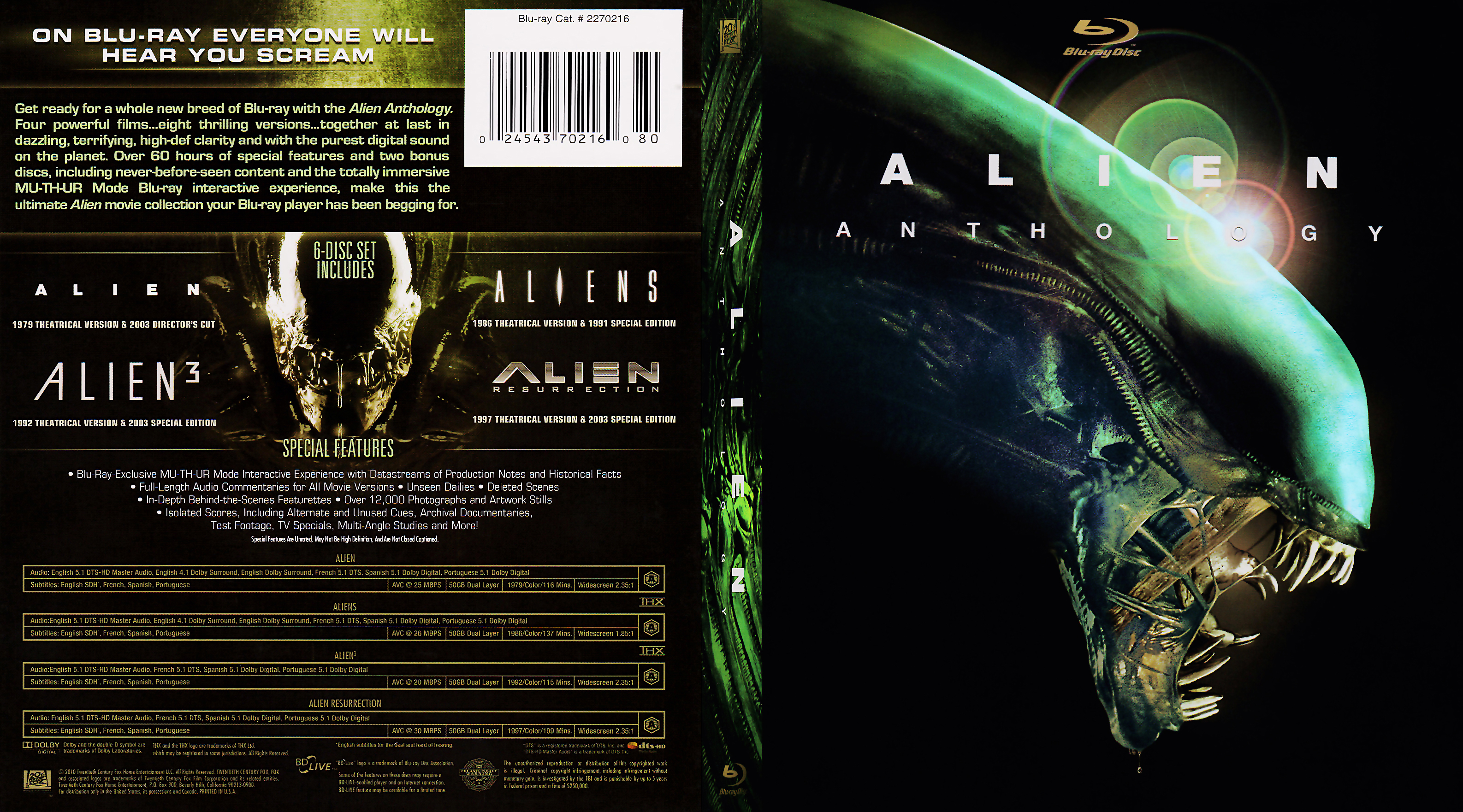 Alien Anthology Digibook Alien Aliens Alien 3 Alien Resurrection Bluray Cover 1979 1997 Blu Ray Covers Cover Century Over 500 000 Album Art Covers For Free