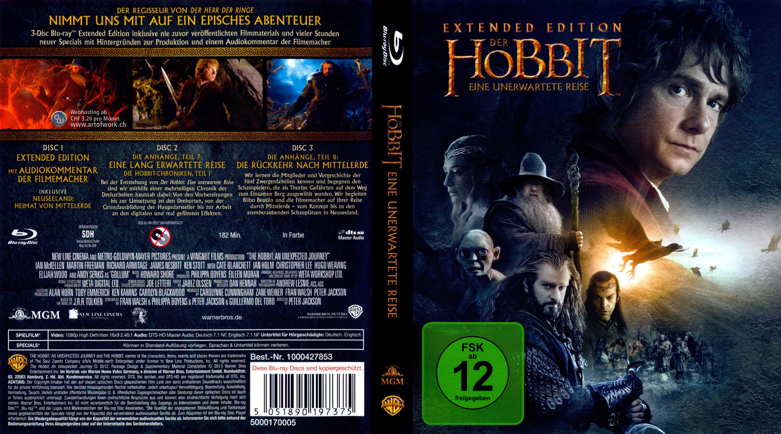 Der Hobbit Eine Unerwartete Reise Extended Edition Blu Ray Der Hobbit 1 Eine unerwartete Reise Extended Edition | Blu-Ray Covers