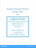 SAM Answer Key for Chez Nous 