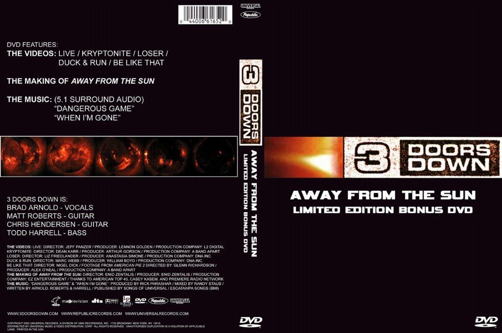 3 Doors Down Away From The Sun Dvd Us Dvd Covers Cover Century