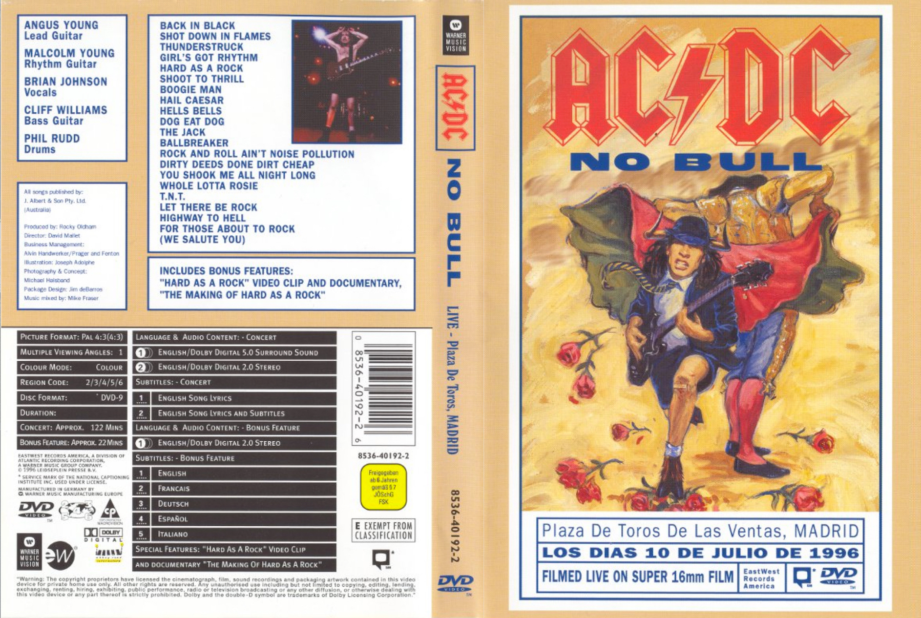 AC DC No Bull Live Plaza De Tores Madrid 2000 | DVD Covers | Cover ...