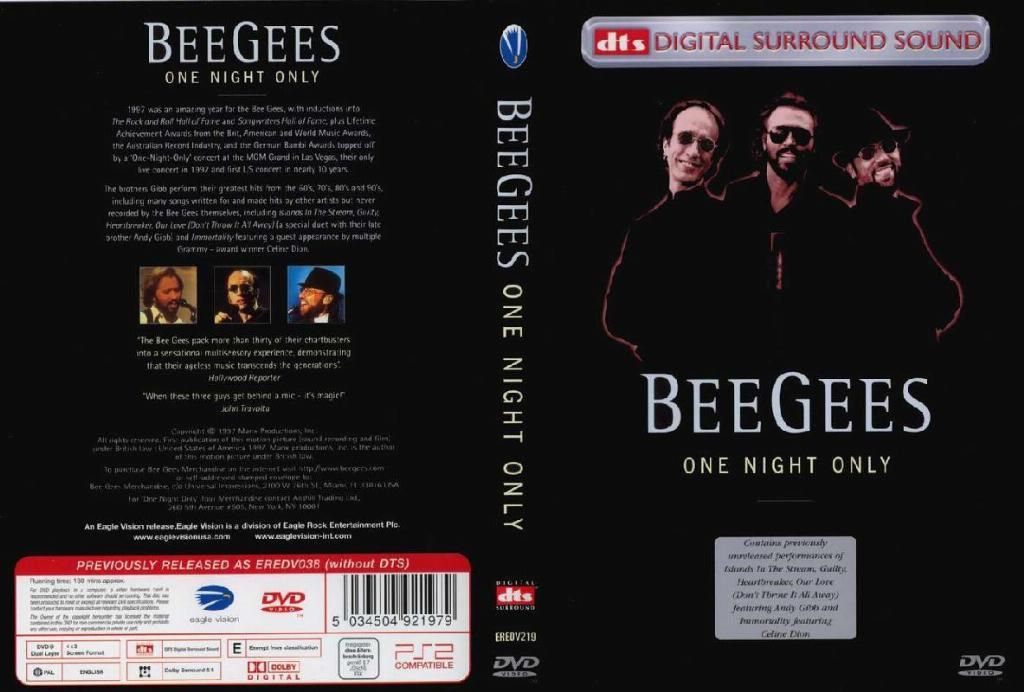 Bee Gees One Night Only DVD NL1 | DVD Covers | Cover Century | Over 1. ...
