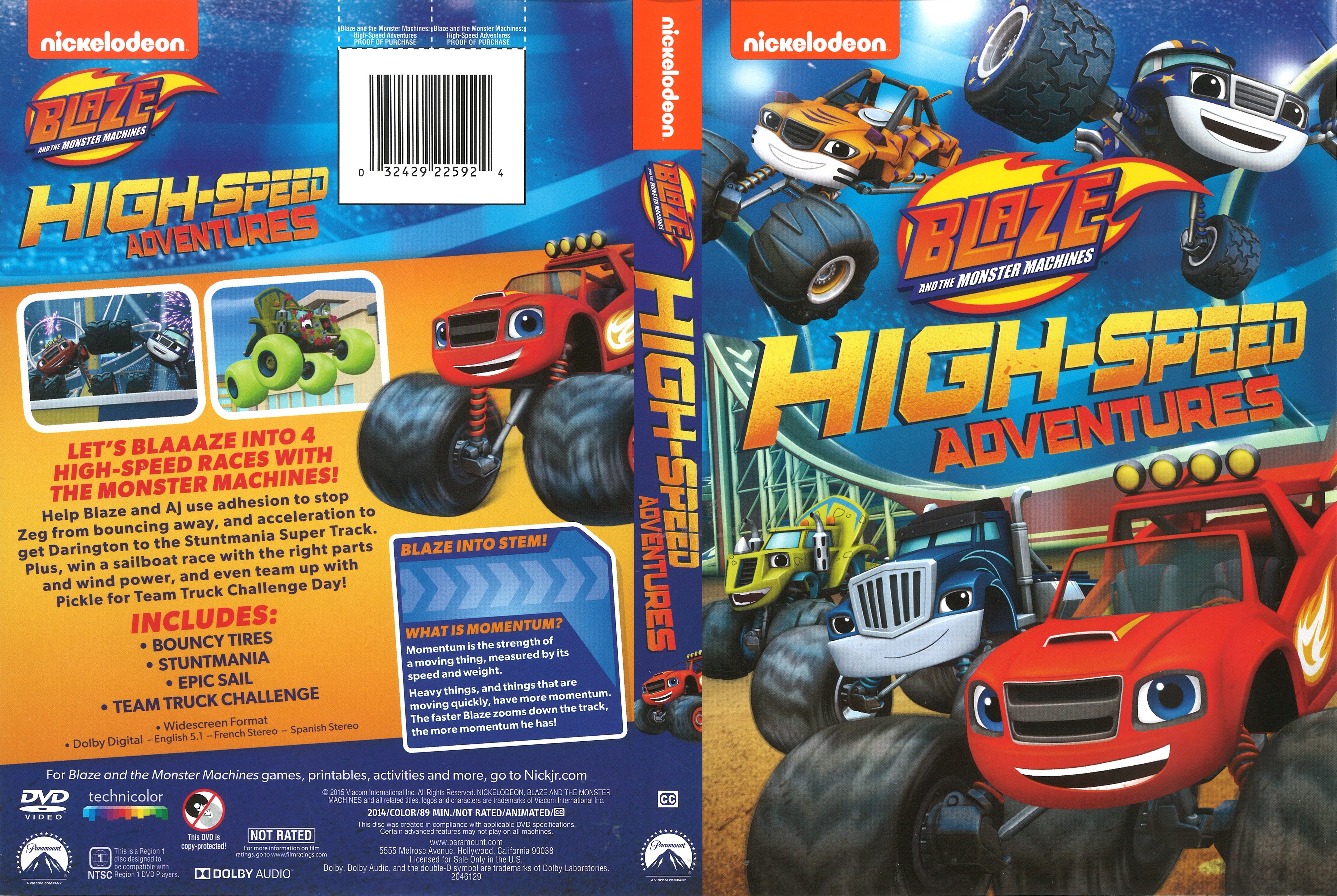 Blaze and the Monster Machines High Speed Adventures R1 DVD Cover.jpg.