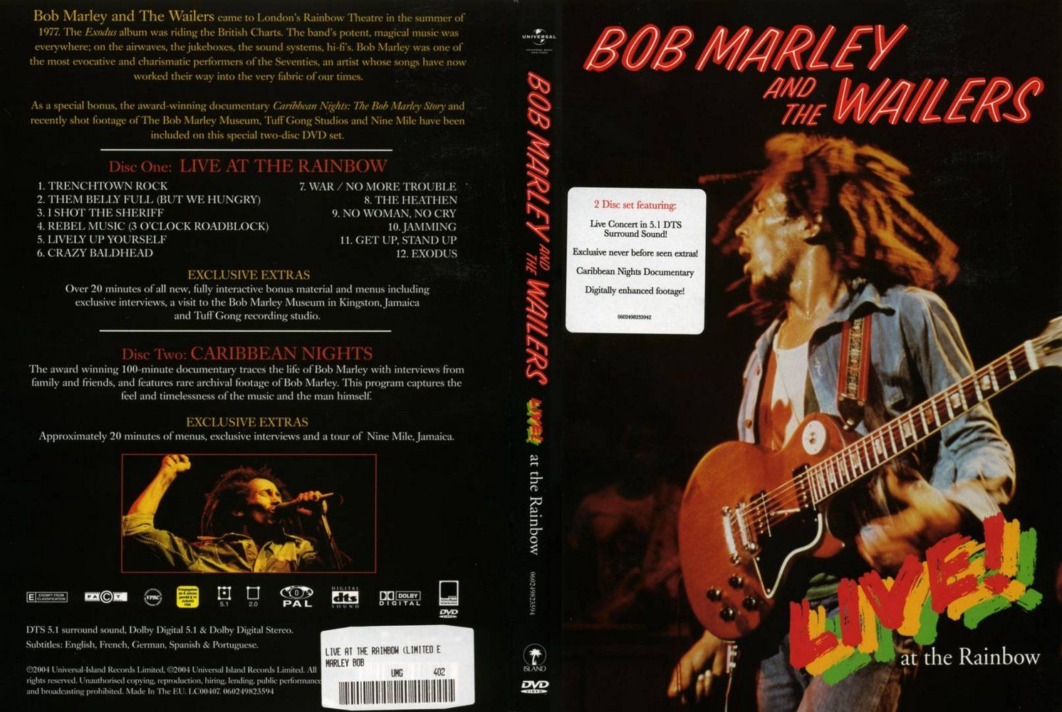 Bob Marley and The Wailers Live At The Rainbow DVD US | DVD Covers
