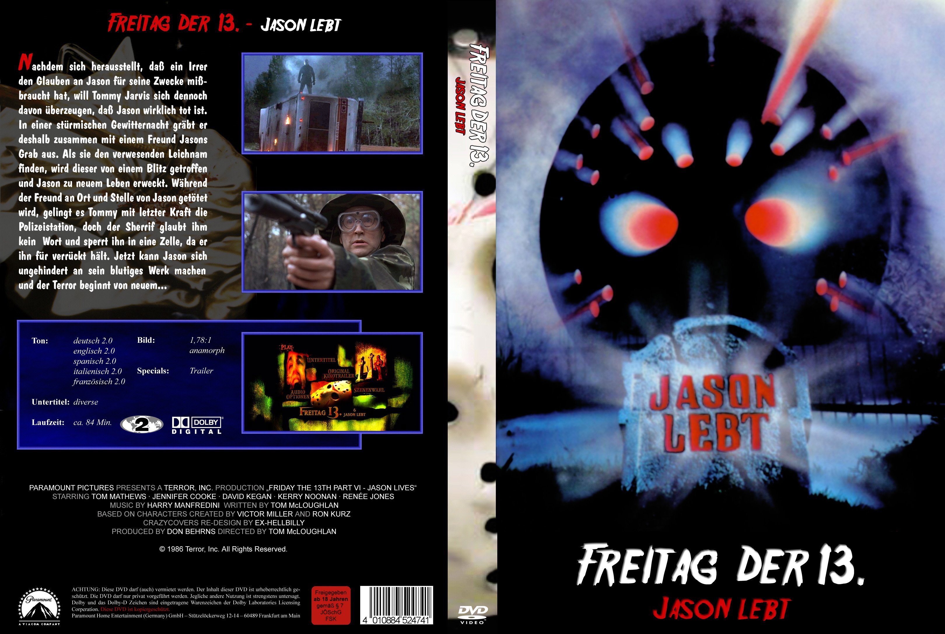 Freitag der 13 Teil 6 Jason lebt 1986 R2 German DVD Covers Cover Century Over 1.000.000