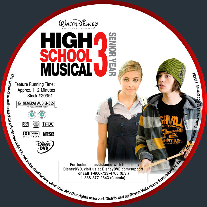 High School Musical 3 Senior Year Custom Dvd Labels Ver2 001 Dvd Covers Cover Century Over 1 000 000 Album Art Covers For Free