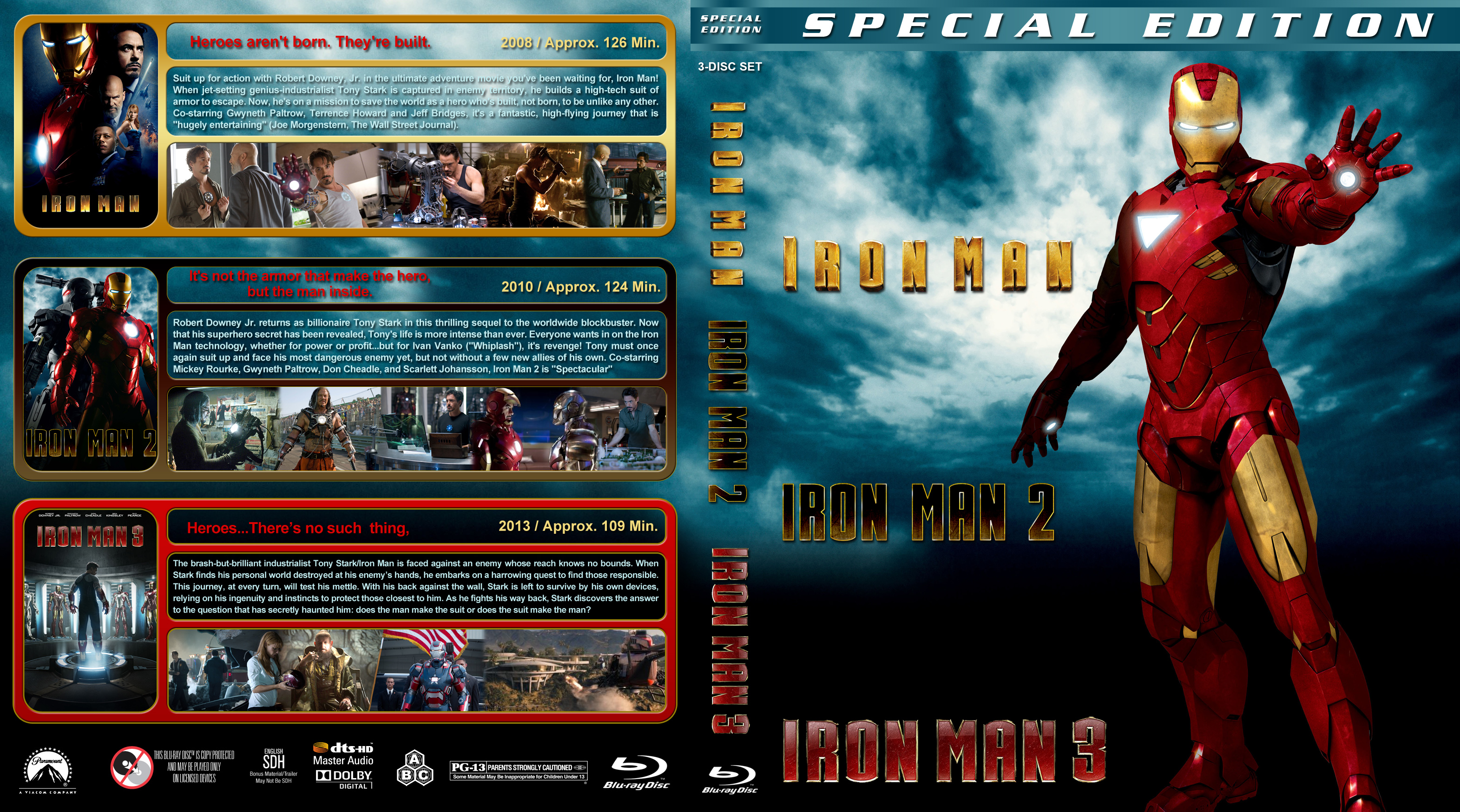 Iron Man Trilogy Version 2 Br Dvd Covers Cover Century Over 500 000 Album Art Covers For Free