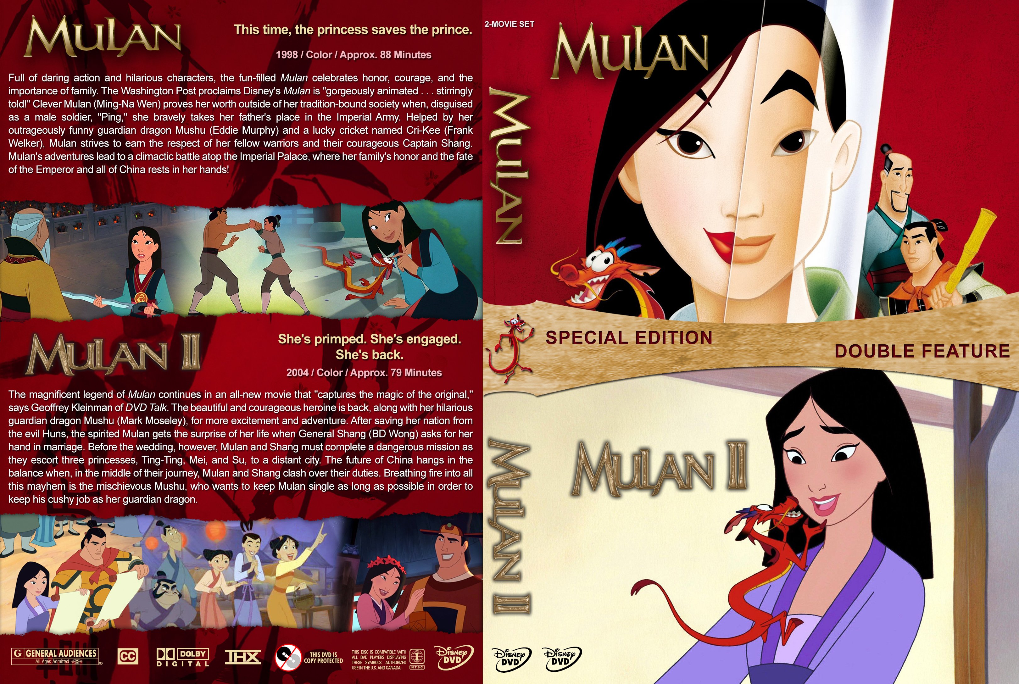 Mulan Double Feature 1998 2004 Covers