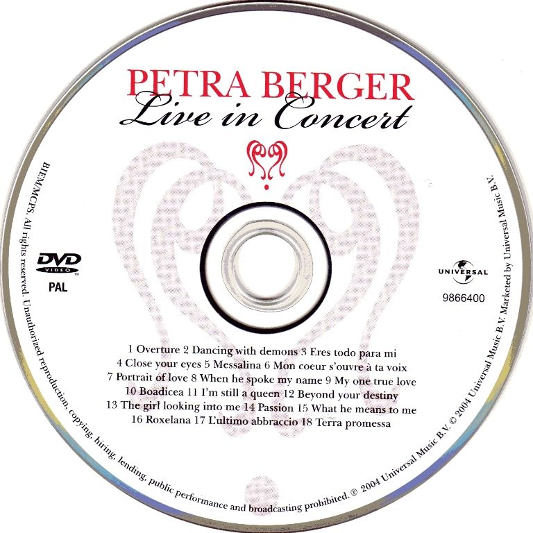 Petra Berger Live In Concert DVD CD