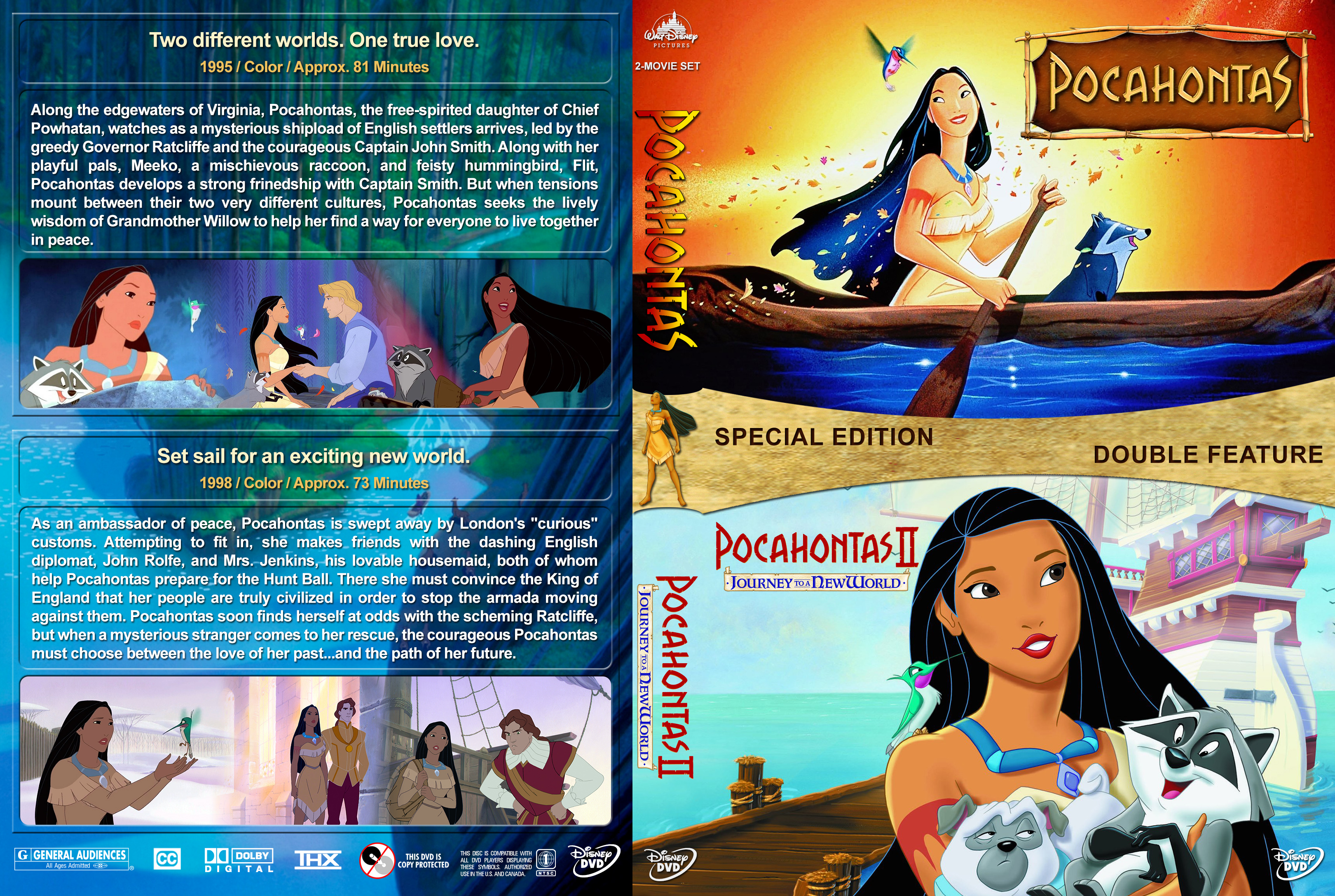 Pocahontas Double Feature 1995 1998 Covers