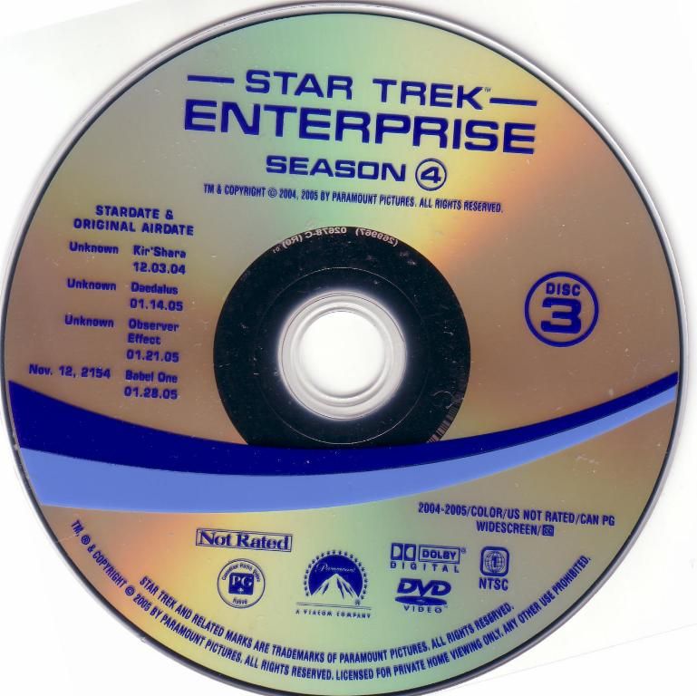 Star Trek Enterprise Season 4 DVD CD3