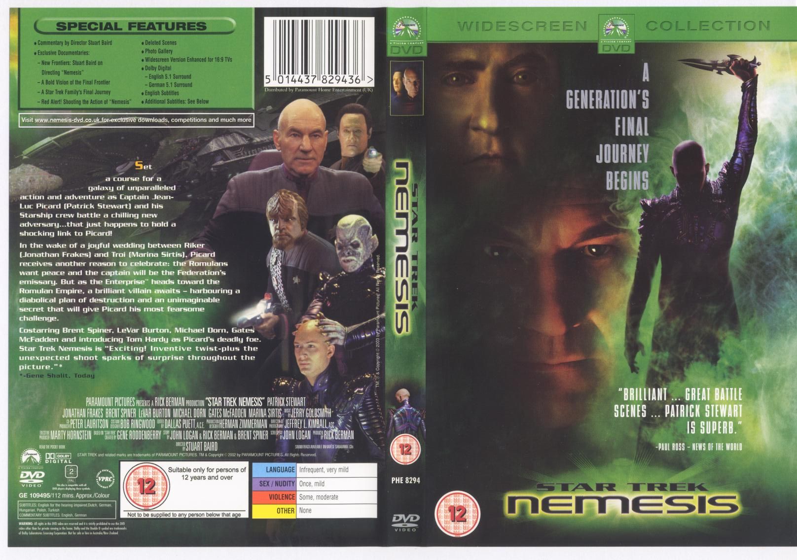 Star Trek Nemesis Widescreen DVD US