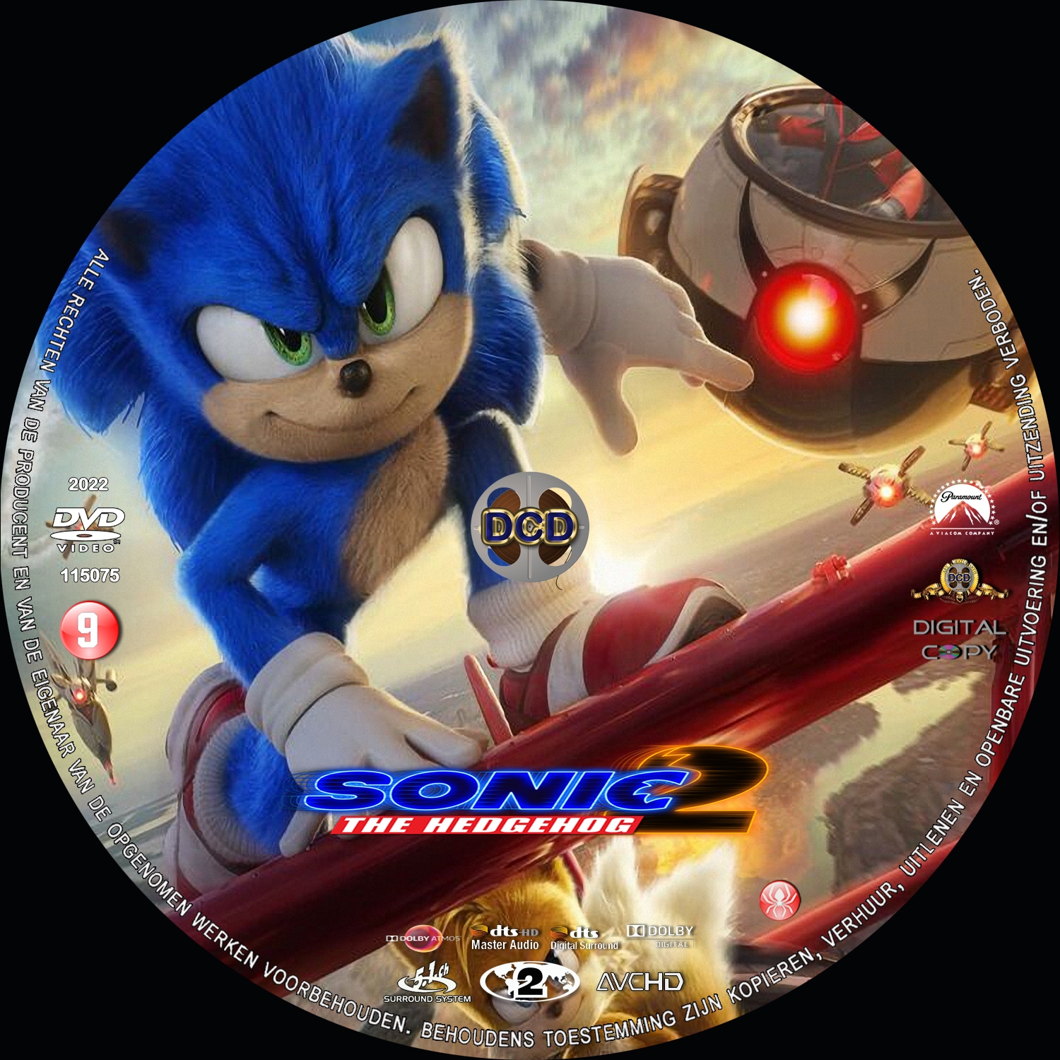 sonic the hedgehog 2 (2022) DVD Cover CD