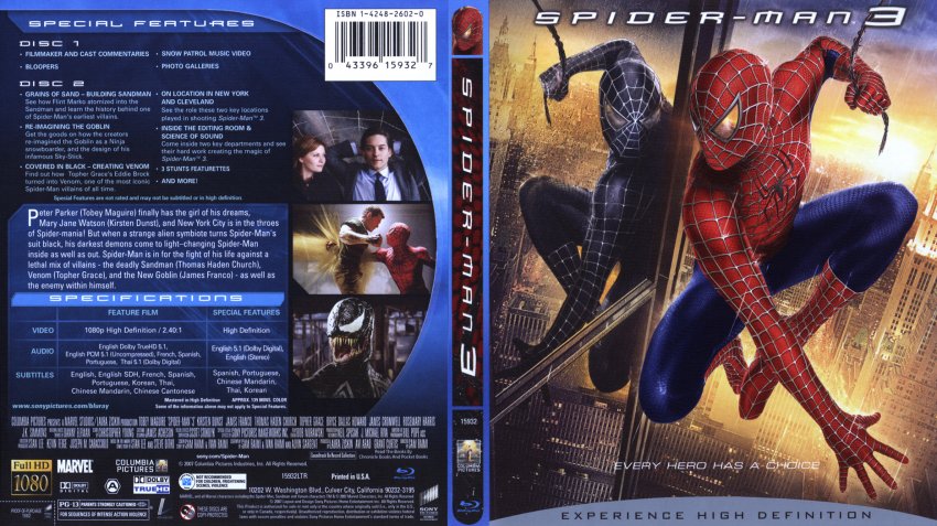 spider  man 3 blu ray 