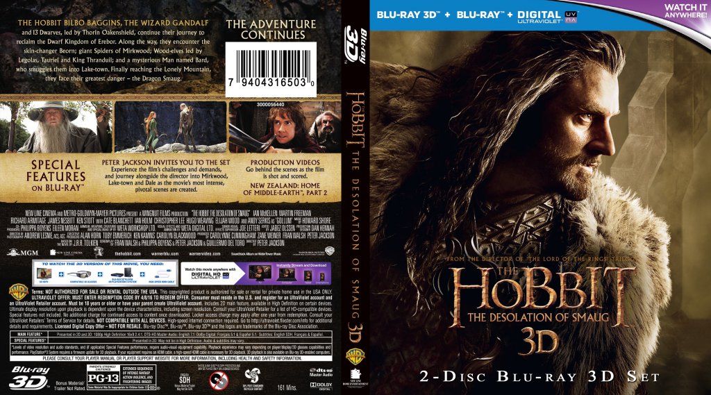 The Hobbit The Desolation Of Smaug 3d 2013 Custom Blu Ray Cover
