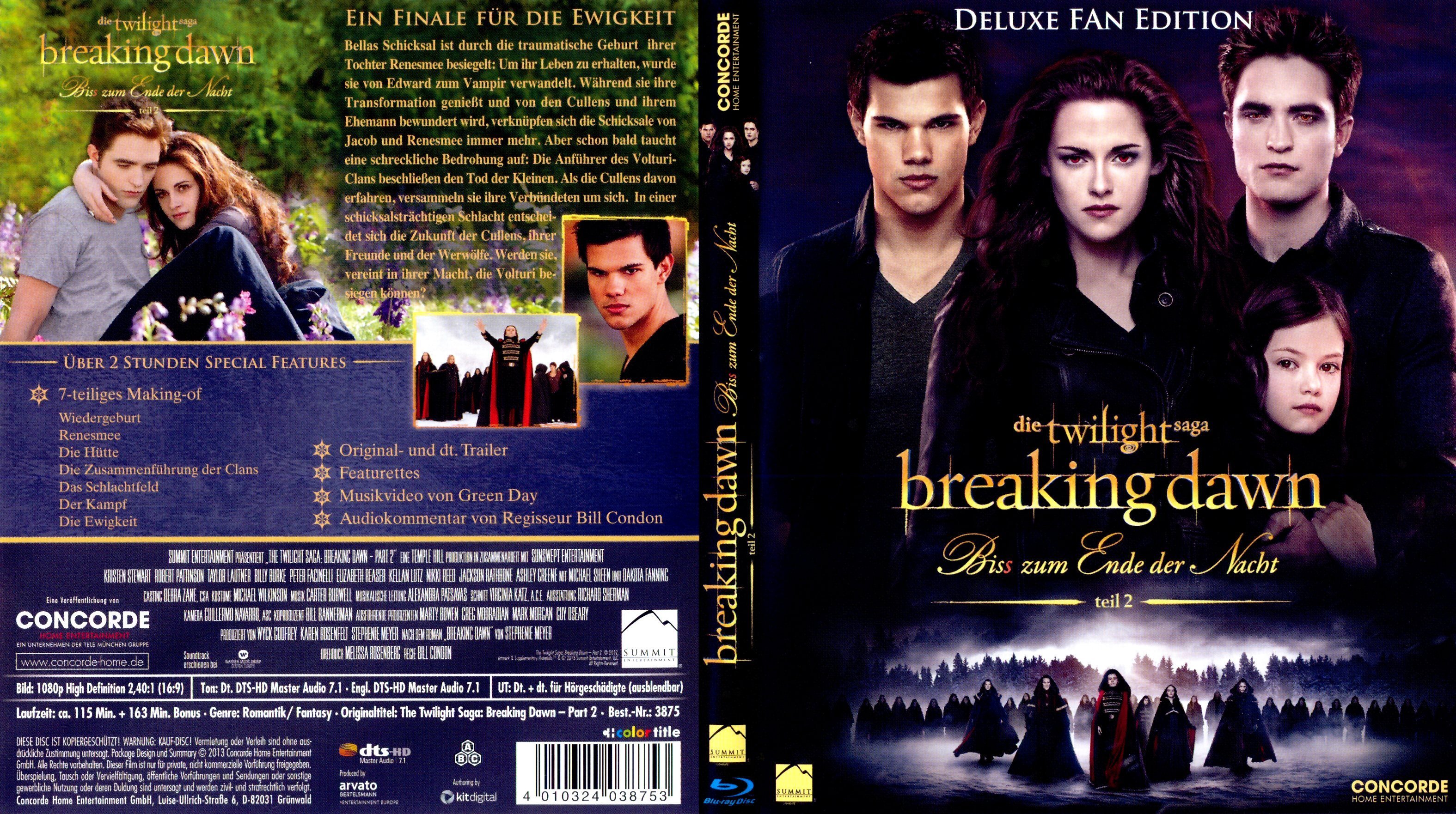 Twilight Breaking Dawn Bis zum Ende der Nacht Teil 2 | DVD Covers