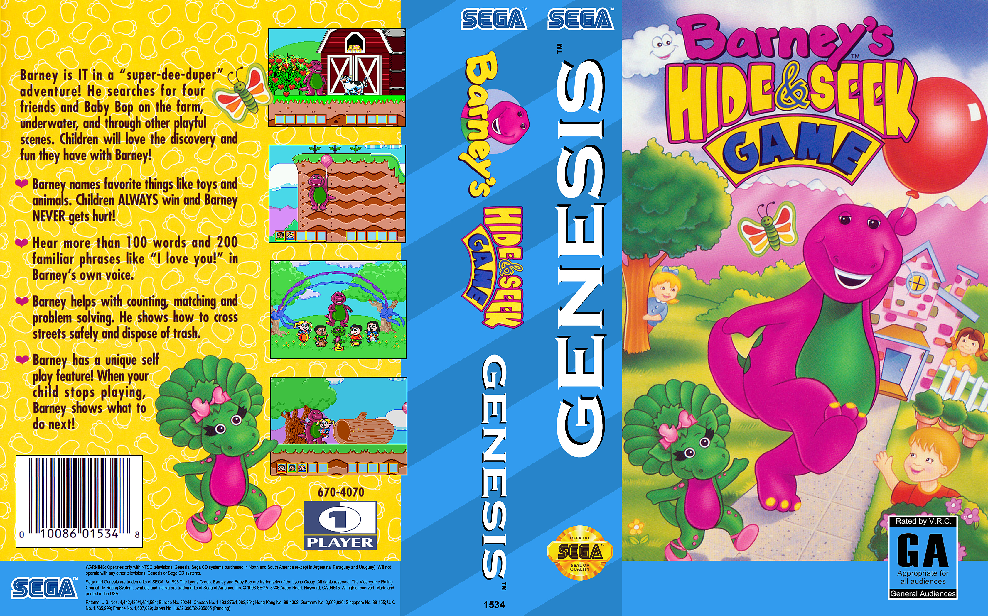 Barneys hide and Seek Game | Genesis Covers | Cover Century | Over