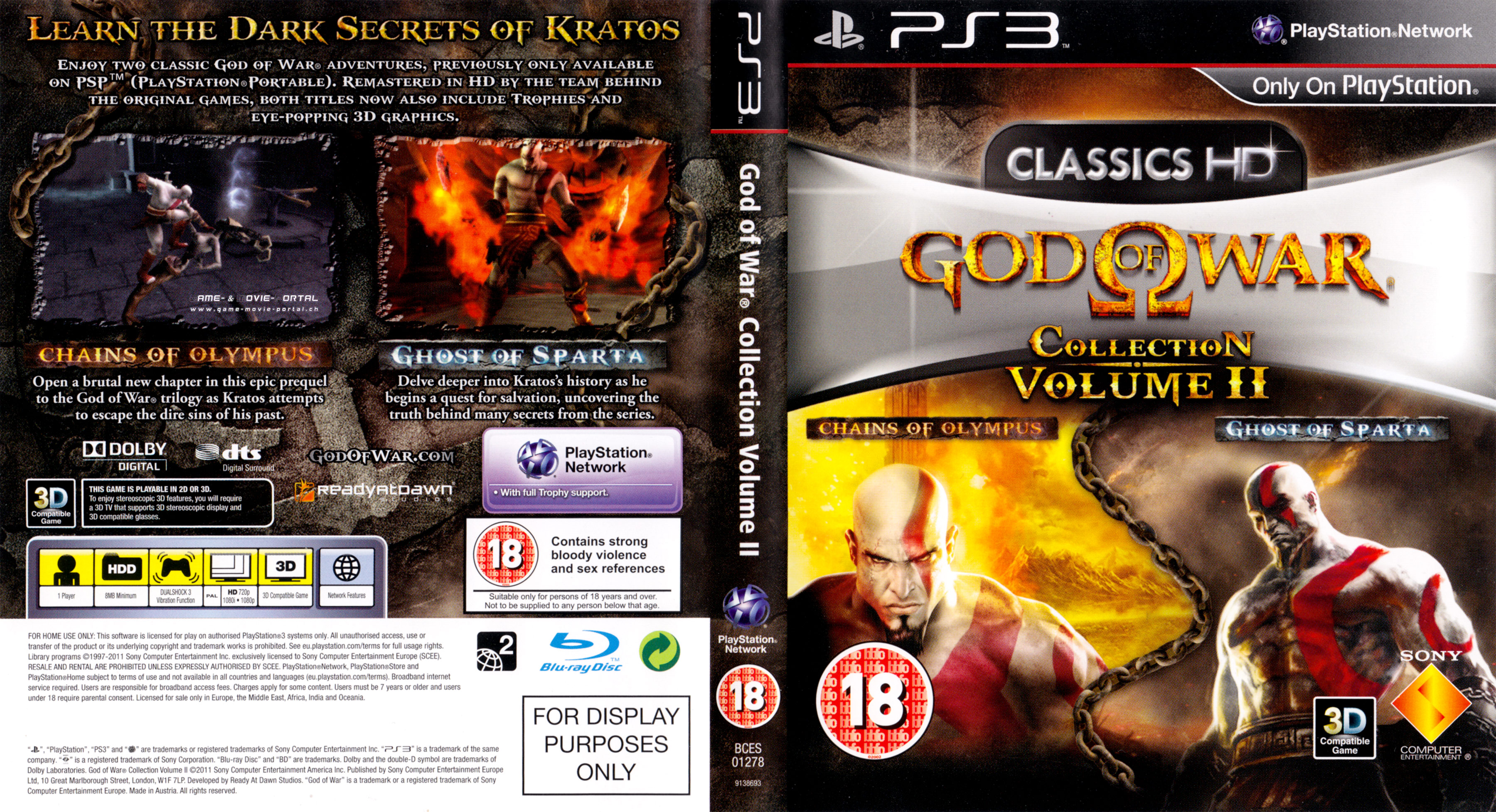 God of War Collection Volume 2 Chains of Olympus Ghost of Sparts Playstation 3 Covers Cover