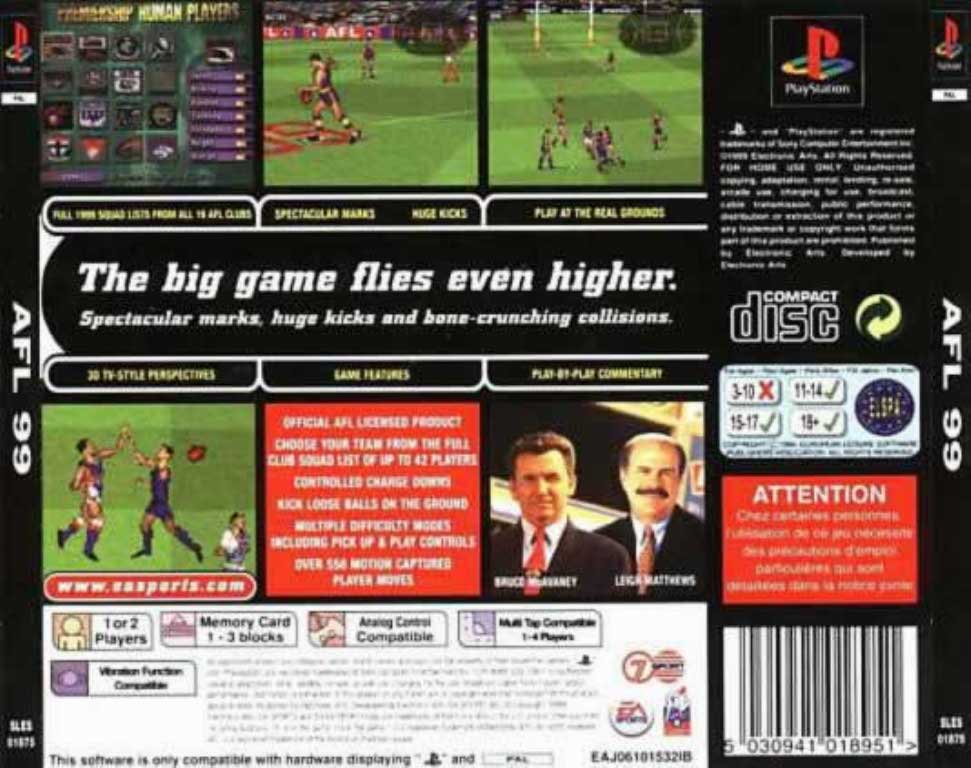 Afl 99 PAL PSX BACK