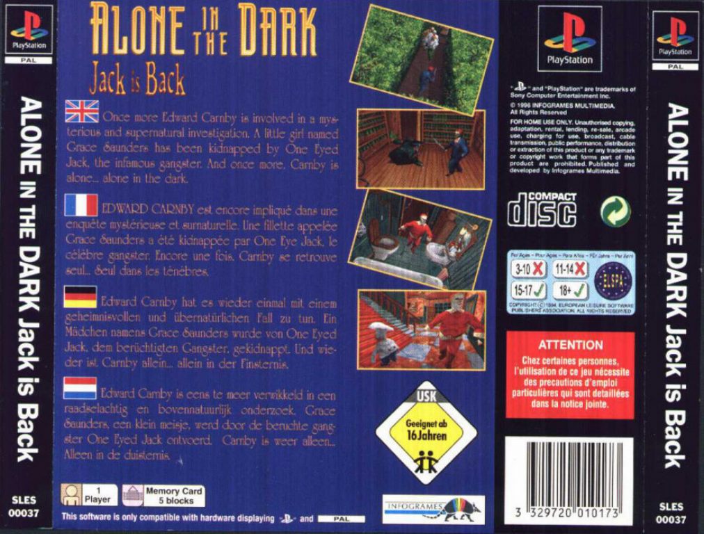 Alone In The Dark 2 PAL PSX BACK