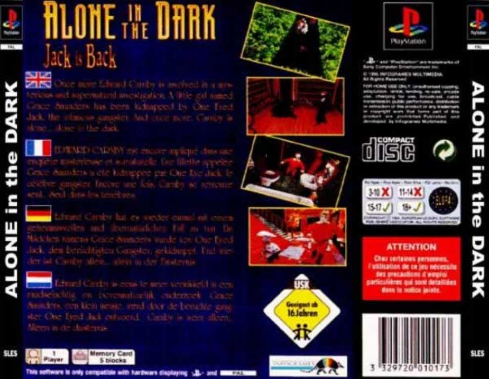 Alone In The Dark PAL PSX BACK