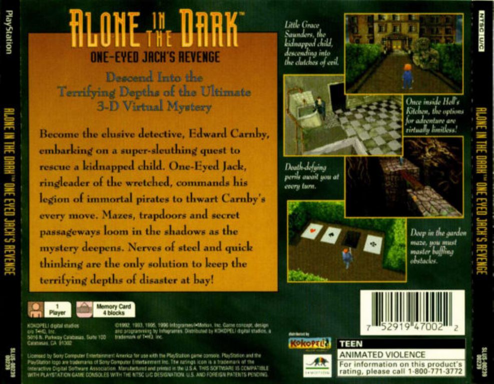 Alone In The Dark Revenge NTSC PSX BACK