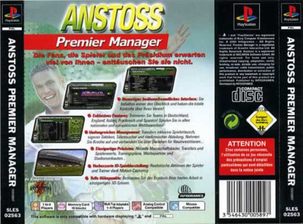 Anstoss Premier Manager PAL PSX BACK