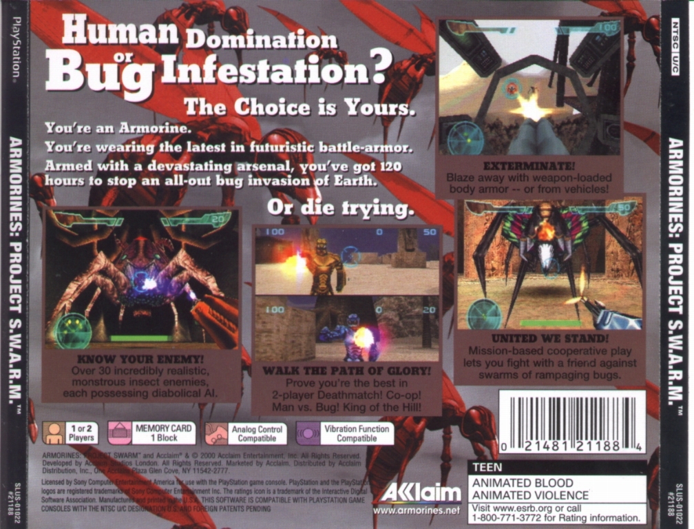 Armorines Project Swarm NTSC PSX BACK