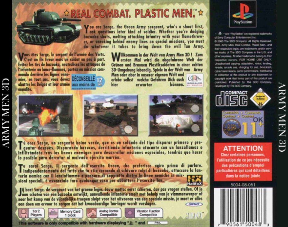 Armymen 3D PAL PSX BACK