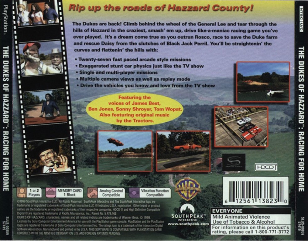 Dukes Of Hazzard Racing For Home NTSC PSX BACK