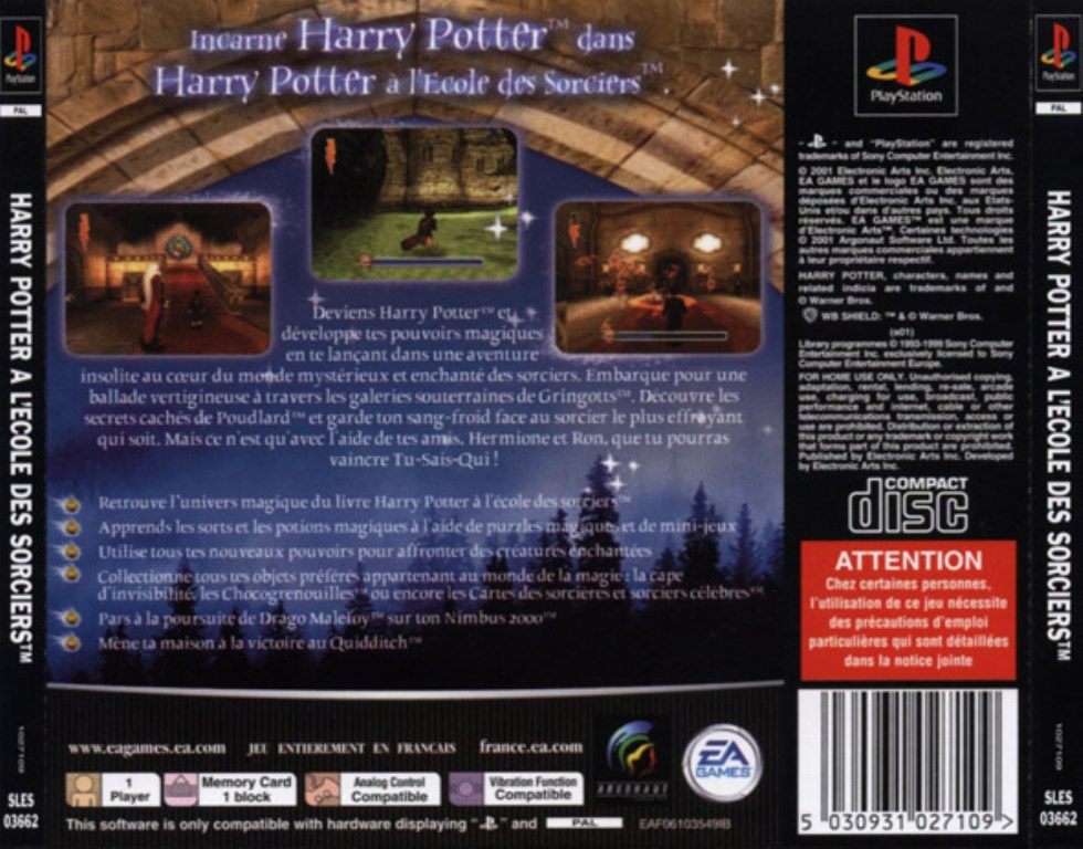 Harry Potter A Lecole Des Sorciers Pal Psx Back1 Playstation Covers Cover Century Over 500 000 Album Art Covers For Free