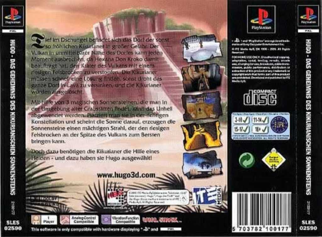 Hugo Das Geheimnis Des Kikarianischen Sonnensteins PAL PSX BACK