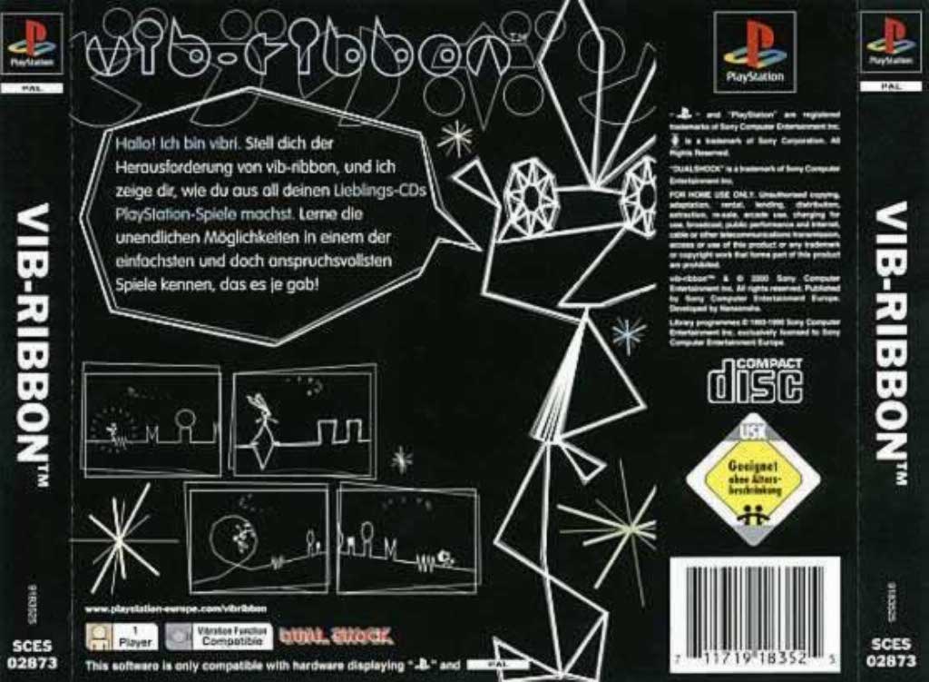 Vib Ribbon PAL PSX BACK, Playstation Covers