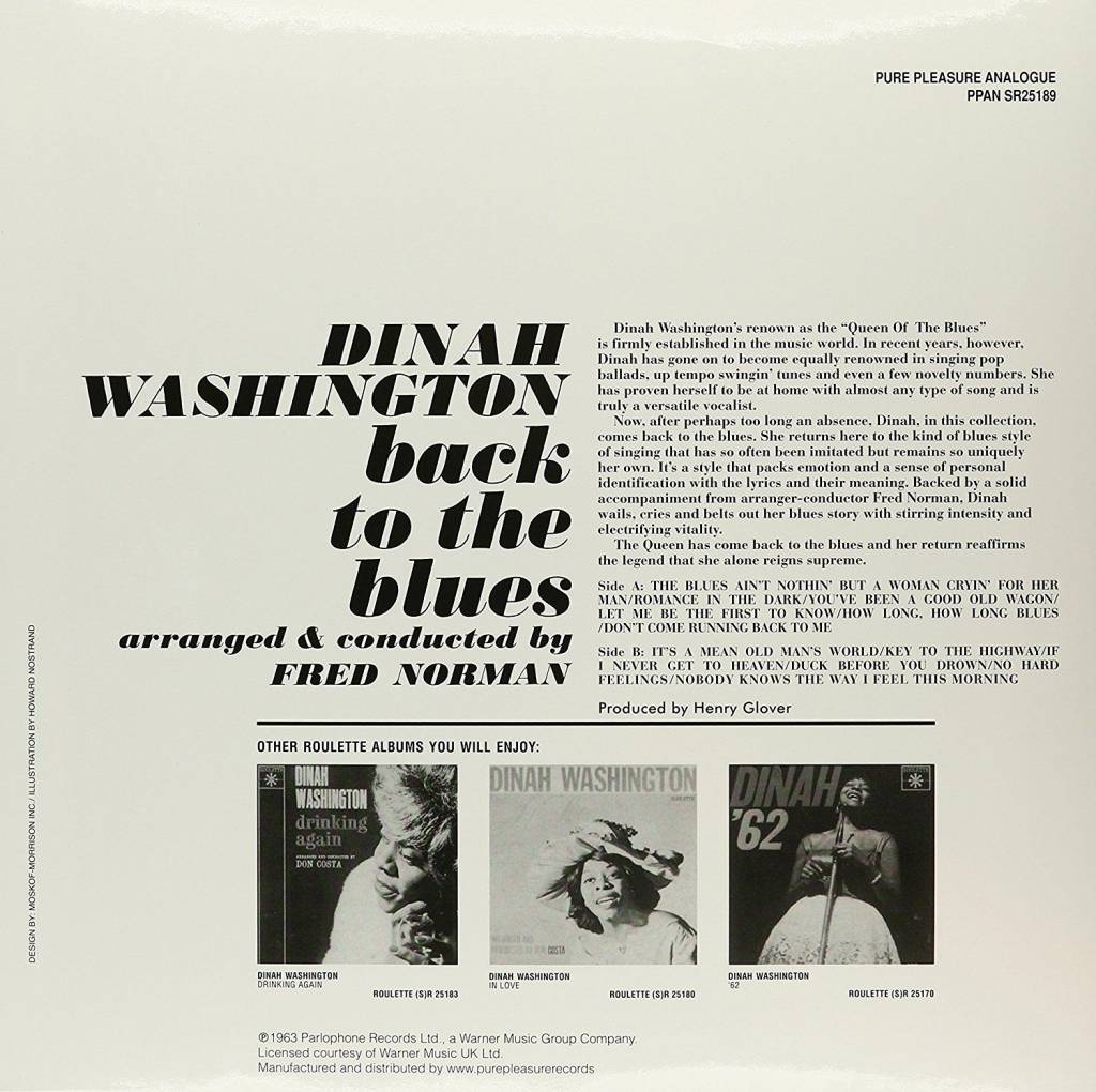 dinah washington back to the blues hq 180g vinylan