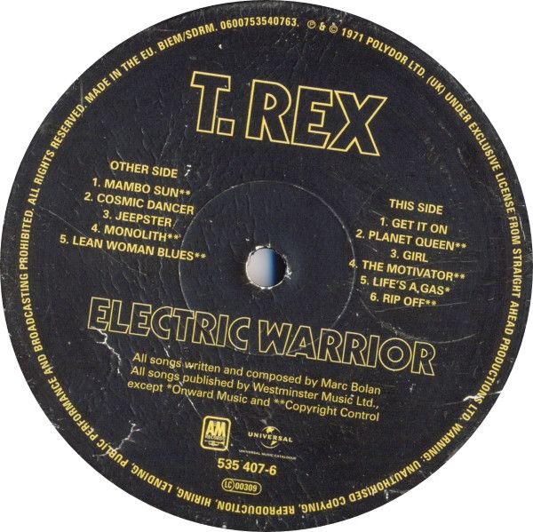 t rex electric warrior 180g vinyl