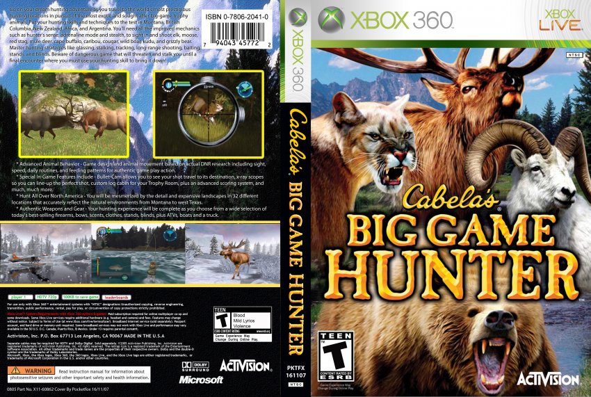 cabela's big game hunter xbox 360