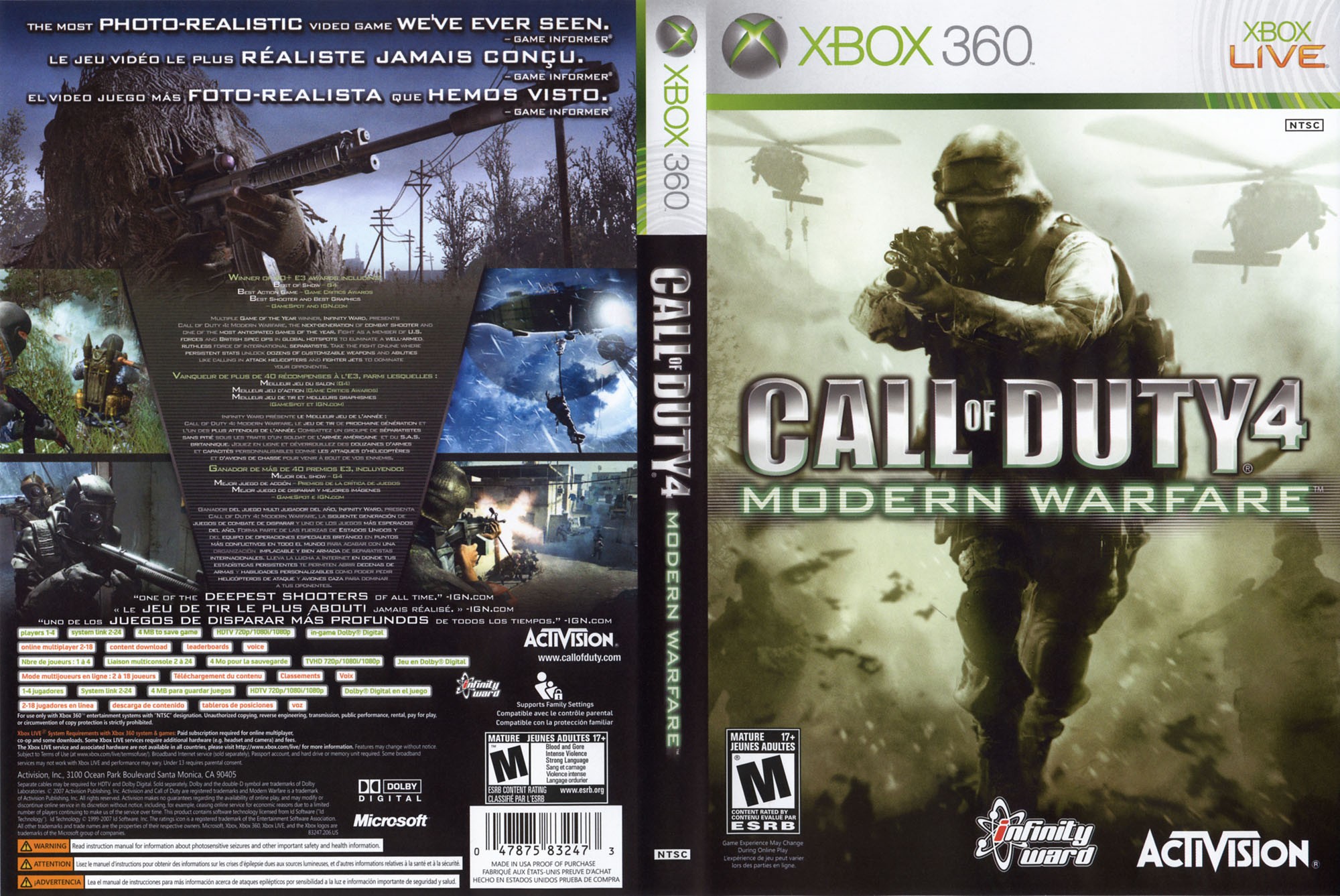 Call Of Duty 4 Modern Warfare NTSC XBOX360 FULL XBOX Covers Cover 