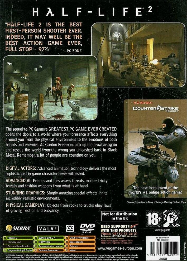 Half Life 2 NTSC XBOX BACK | XBOX Covers | Cover Century | Over 1.000. ...