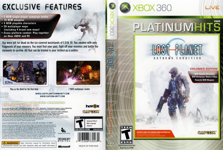 Lost Planet Extreme Condition Colonies Edition Platinum DVD NTSC f