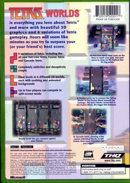 Tetris Worlds NTSC XBOX BACK