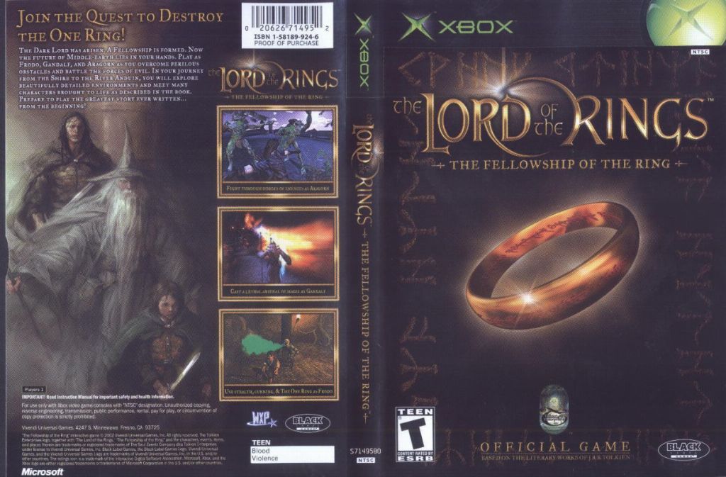 The Lord Of The Rings The Fellowship Of The Ring NTSC XBOX FRONT